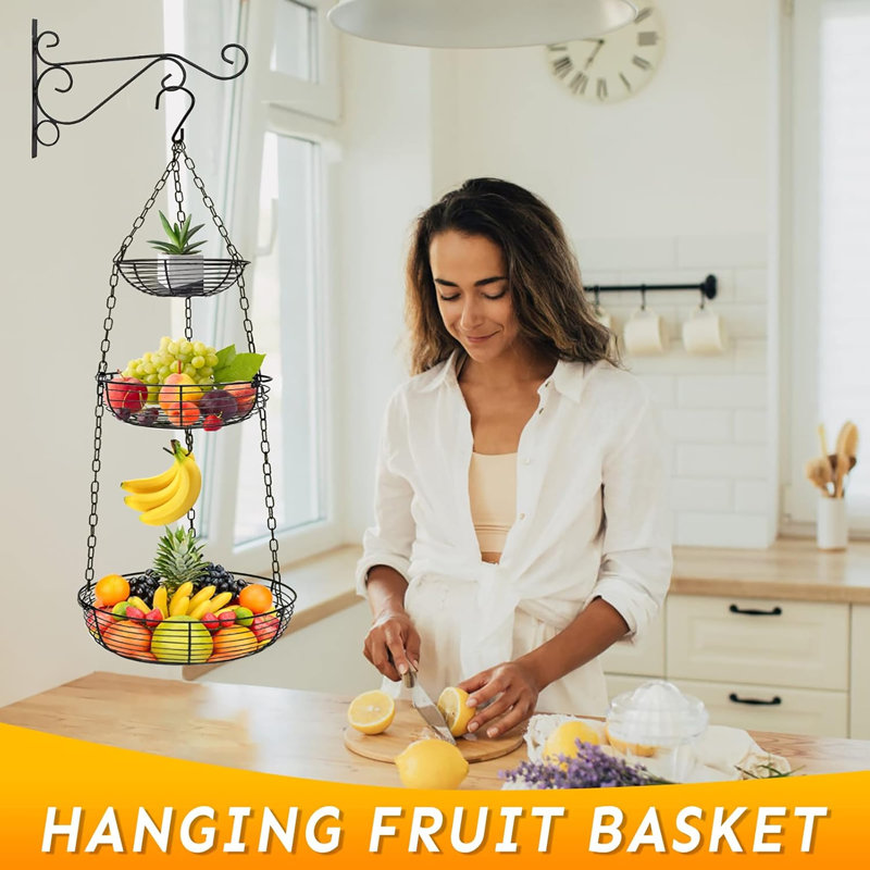 Panier à fruits suspendu à 3 niveaux
