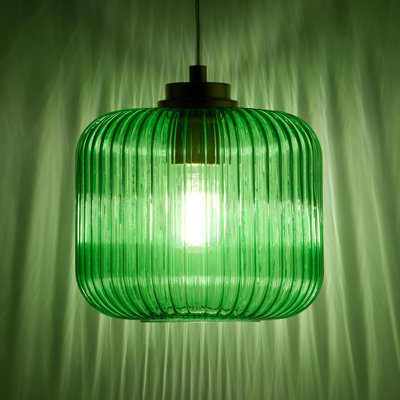 Jacobson 1-Light Ribbed Glass Pendant