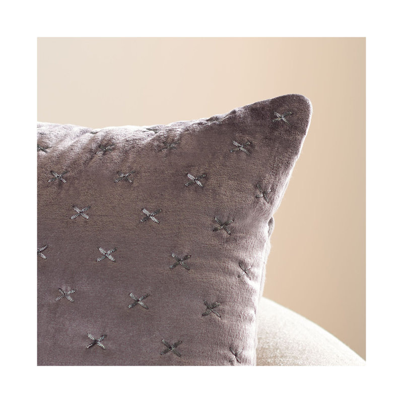 Deana Square Pillow Cover & Insert, Light Gray