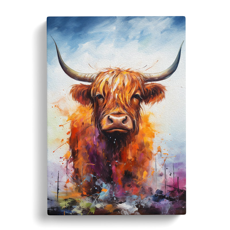 Highland Cow Action - Wrapped Canvas, 50cm H x 35cm W x 3cm D