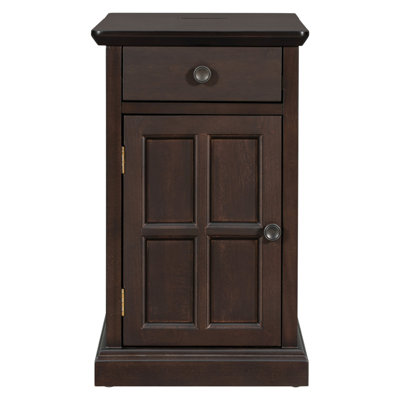 Classic Vintage Livingroom End Table Side Table With USB Ports And One Multifunctional Drawer With Cup Holders