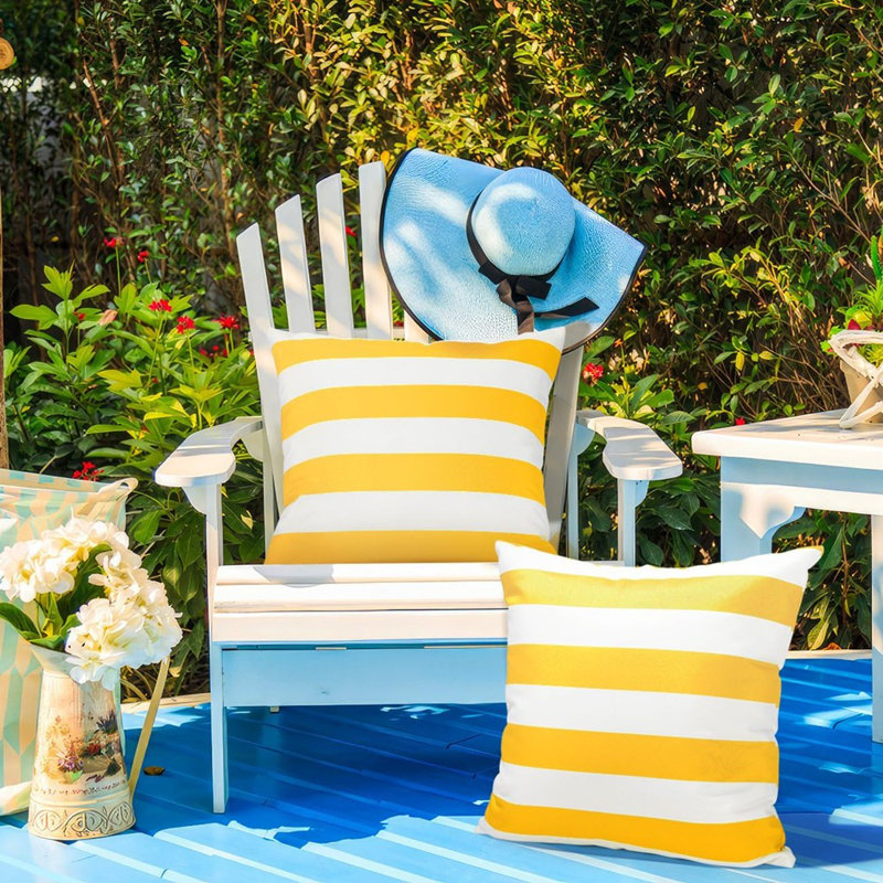 Striped Outdoor Pillow Insert, Yellow Striped
