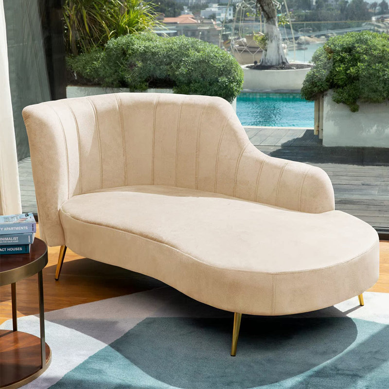 Elegant creative modern simple home chaise lounge, Left Hand Facing, Beige