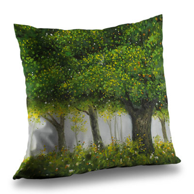 Forest by Summer - Bedroom Trees Poly Twill Throw Pillow