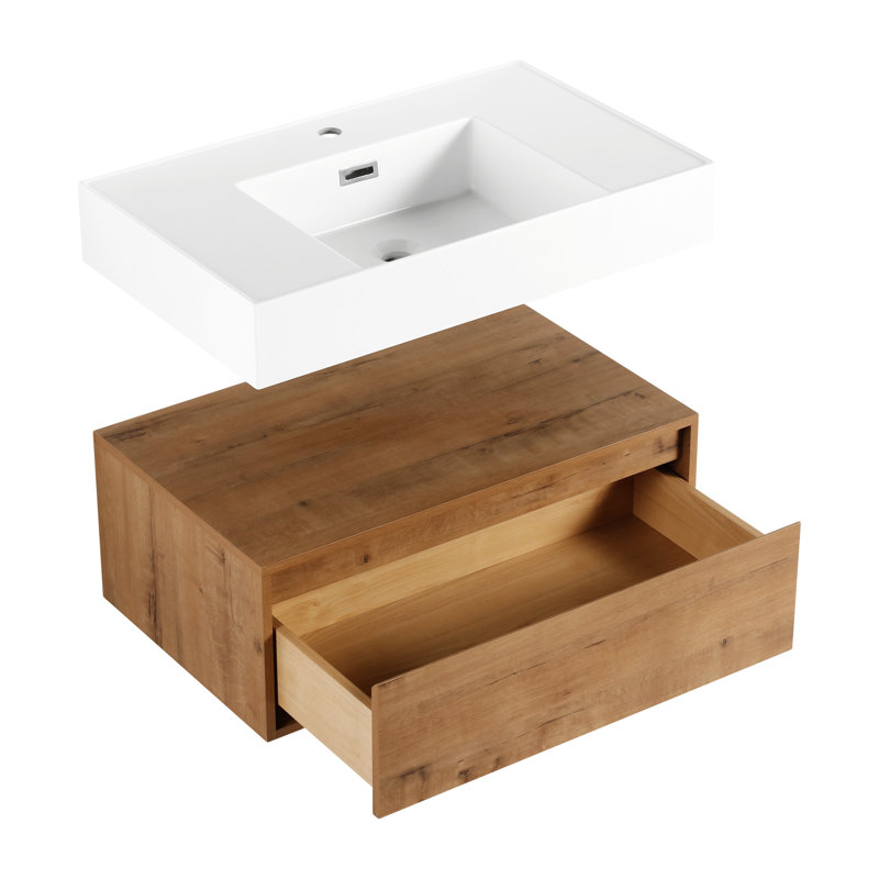 Wall-Mounted Bathroom  Vanity With Resin Sink