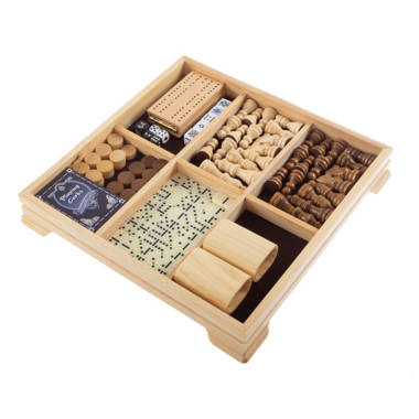 Board Game Set - Deluxe 15 in 1 Wood Tabletop Games with Storage