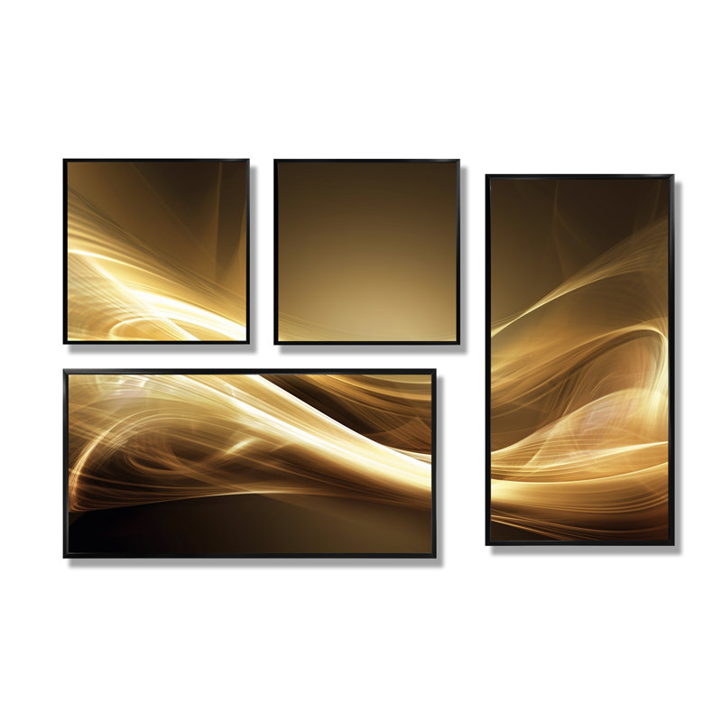 Gold Elegant Modern Sofa III - Art mural moderne doré 4 pièces, Noir, Impression encadrée sans passe-partout