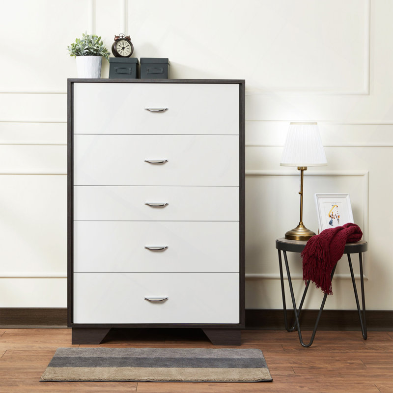 Drawer Dresser, White 5-Drawer Chest