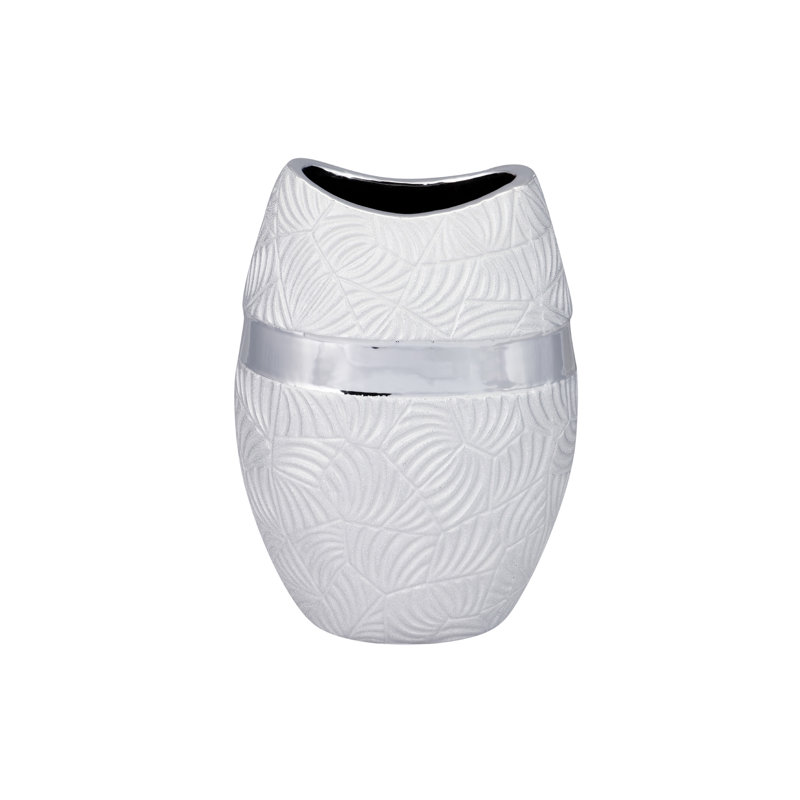 Catie Silver Ceramic Table Vase, 31cm H x 21cm W x 11cm D