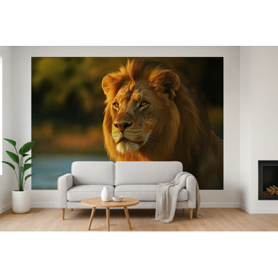 Murale lion - papier peint jungle safari, mur décoratif majestueux pour chambre d'enfant ou chambre de bébé Vn863 (Peel-N-Stick) VN863