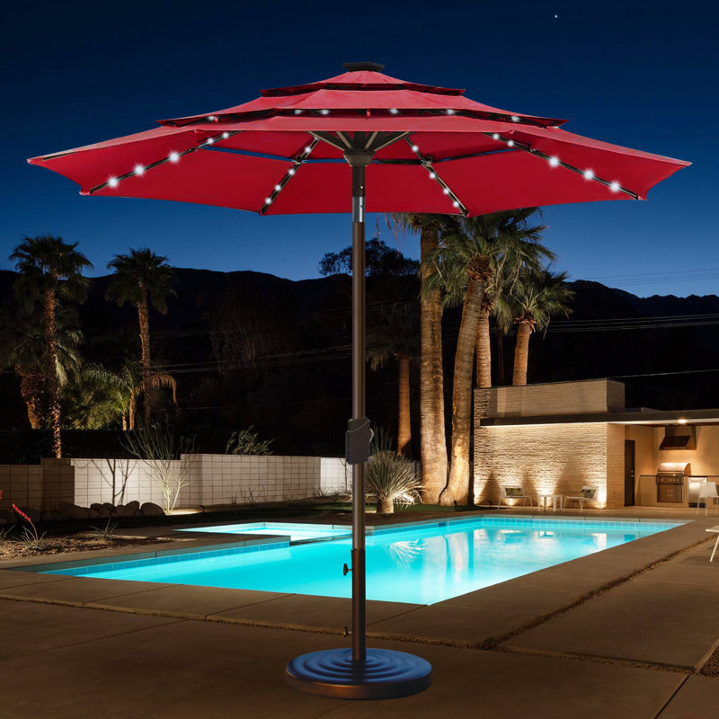 Parasol lumineux 9 pi Keensburg, Rouge