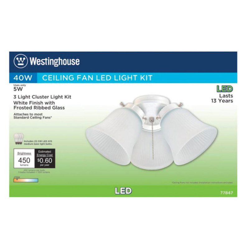 12.75'' 3 - Light Branched Ceiling Fan Light Kit, White