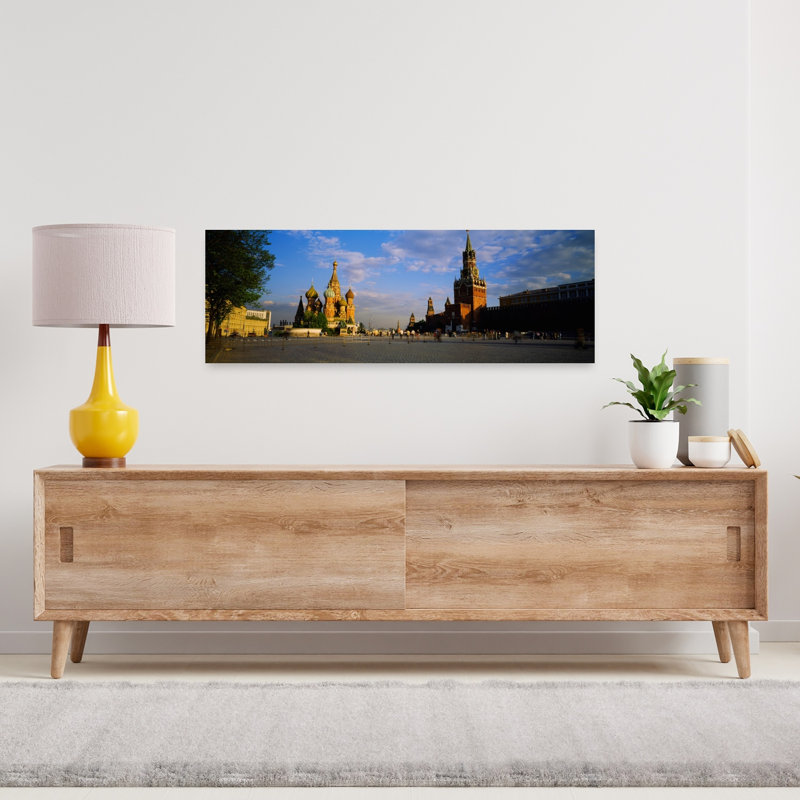 Cathedral At A Town Square St. Basil's Cathedral Red Square Moscow Russia by Ron Klein - Wrapped Canvas Panoramic Print