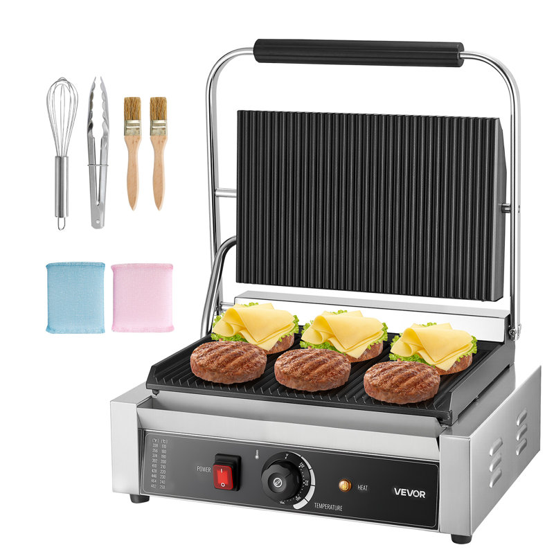 Commercial Panini Press Grill Electric Sandwich Maker Griddle Plate 13.5x9.3 in