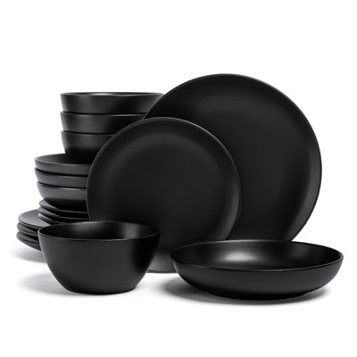 over&back Coupe 16-Piece Semi Hand-Finished Stoneware Dinnerware Set, Service for 4