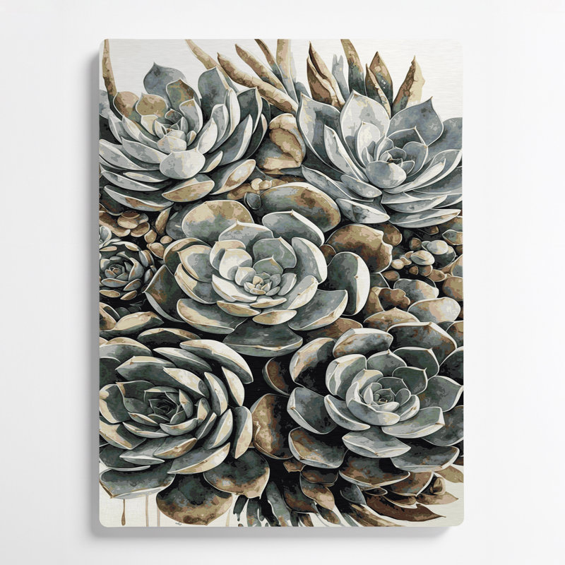Aquarelle botanique 81, art mural gris en métal, H 36 po x l 24 po