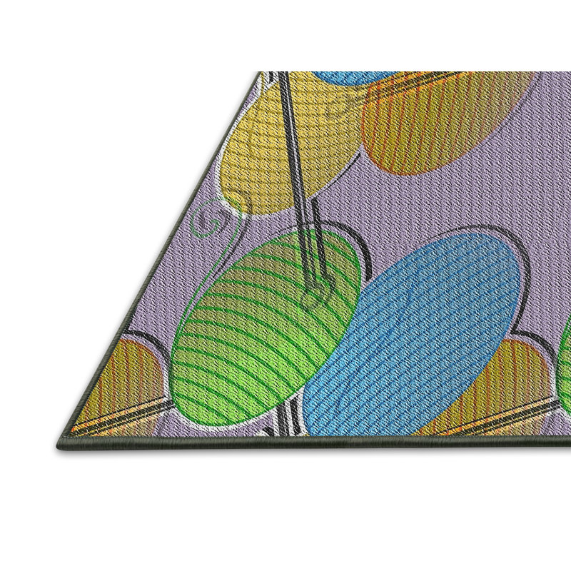 Tapis vert/bleu à motifs, Rectangle 5 pi x 7 pi