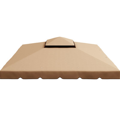 9.8' X Gazebo Top Replacement Canopy, Khaki Double Vented For Outdoor Garden Patio