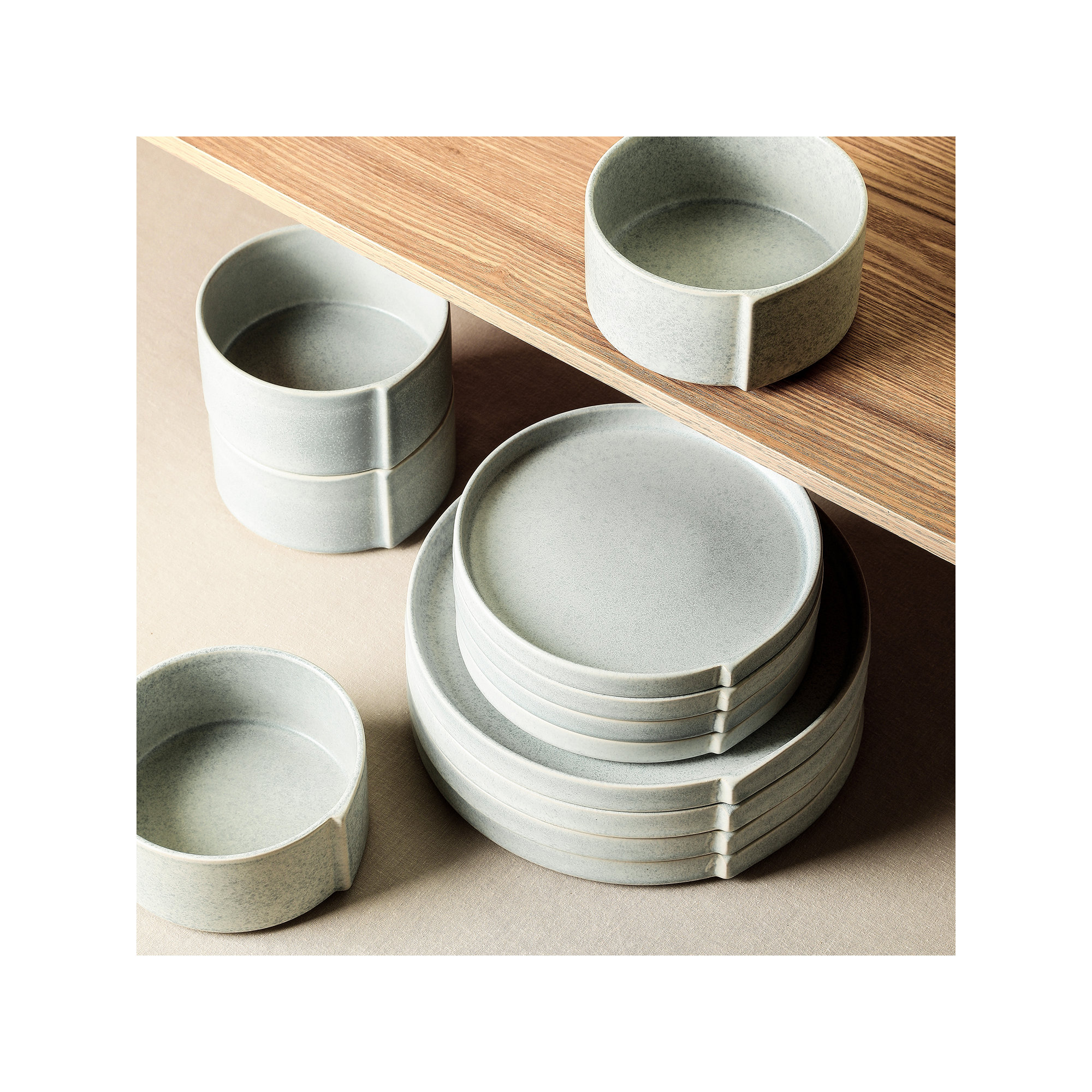 Stone Lain Bao 24-Piece Dinnerware Set Stoneware, Blue/Grey