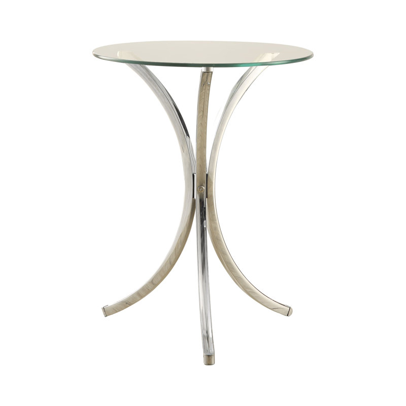 Daesyn Glass Side Table, Chrome Plated Base