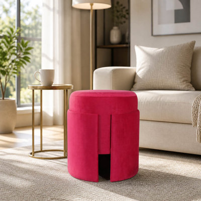 Repose-pieds pouf moderne en bois avec repose-pieds en velours