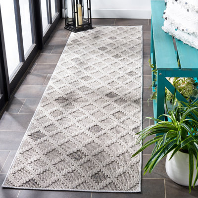 Tapis gris / ivoire en polypropylène tissé à la machine Marimension