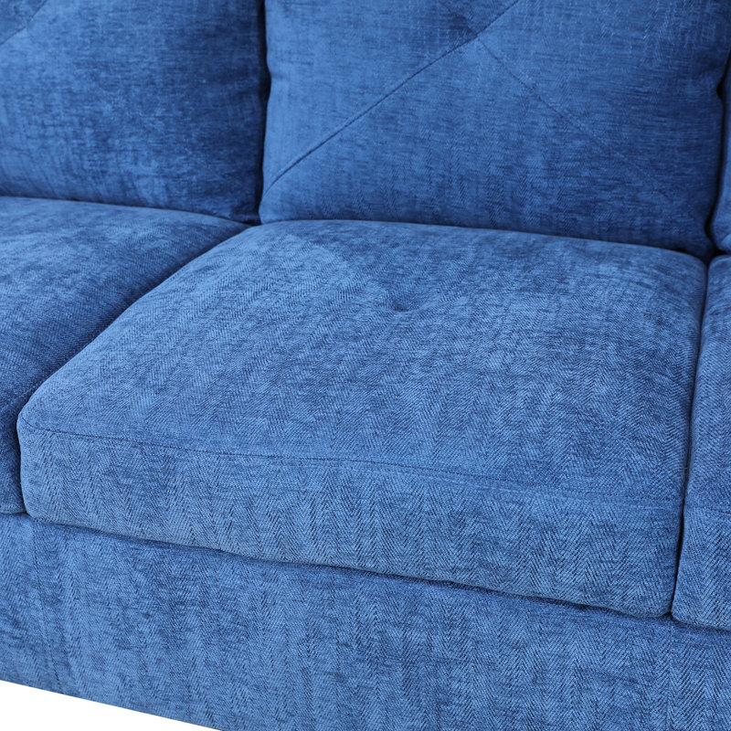 Velvet L-Shaped Sectional Left Hand Facing, Blue
