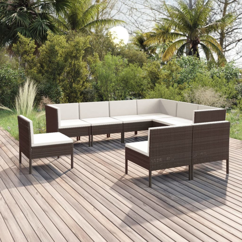 Ensemble modulaire de patio carré avec coussins 27,2 po Fez, Blanc, Brun