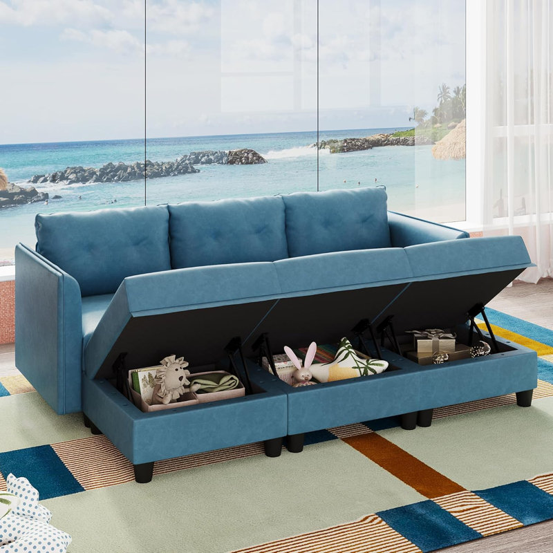 Zendajas 85'' Upholstered Sleeper Sofa, Sky Blue Polyester Blend
