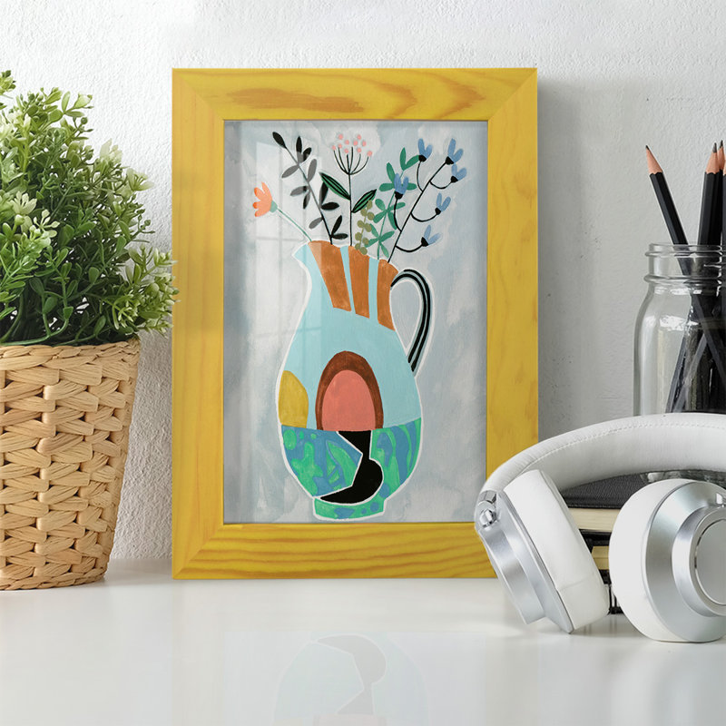 «Ganpot Collage Vase III», reproduction d'art encadrée, H 8 po x l 6 po x P 1 po, Jaune