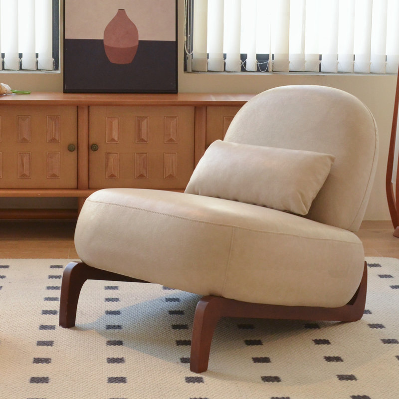 Chaise d'appoint avec pieds en bois massif, Crème
