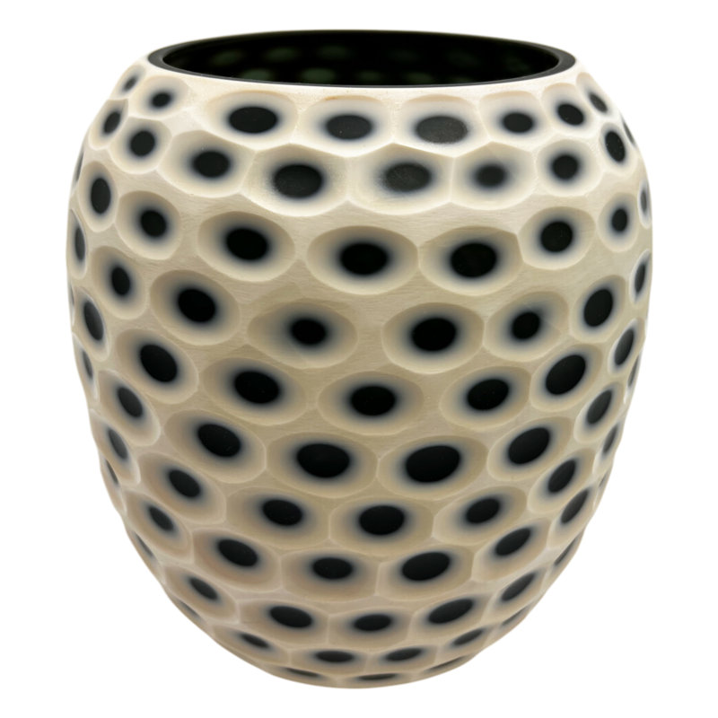 Handmade Carved Lattice Glass Vase – Decorative Clear or Frosted Art Glass Flower Vase for Modern Home Décor