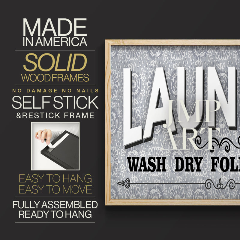 «Laundry Sign Wash», impression encadrée, H 8 po x l 10 po, Naturel