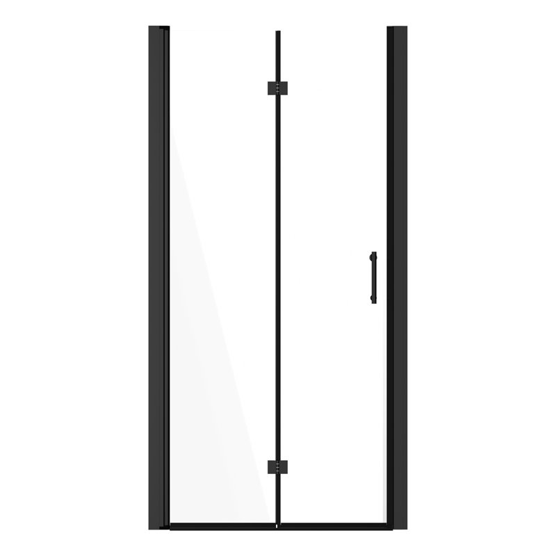 Porte de douche pliante sans cadre 36 po x H 72 po avec porte en verre 6 mm, Noir mat