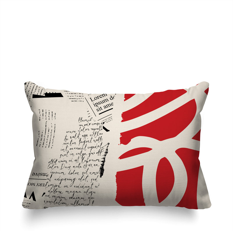 Oreiller rectangulaire réversible intérieur / extérieur Vaya, Rouge / noir / blanc cassé, H 14 po x l 20 po