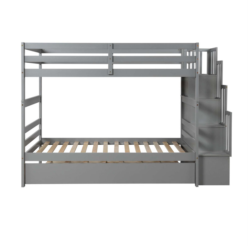 Lits superposés avec fonction de rangement pour lit gigogne et escalier, gris