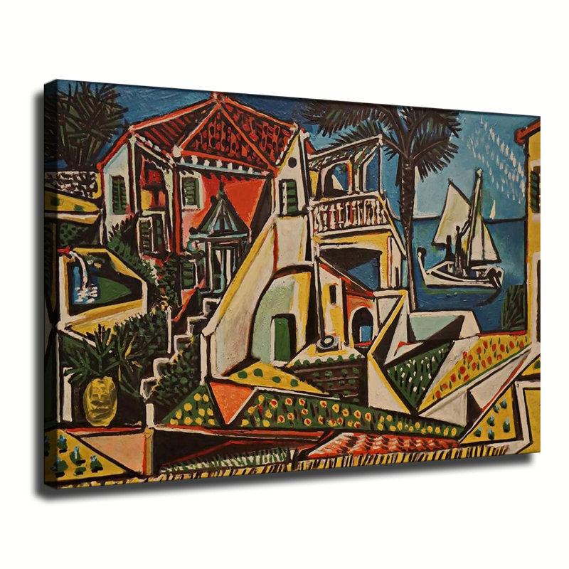 Affiche Pablo Picasso Paysage Méditerranéen sur toile encadrée, prête à accrocher, décoration murale pour salon, chambre ou maison
