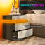 Nightstand, High Gloss Front Side Table w/ LED Lights, for Bedroom-24679027
