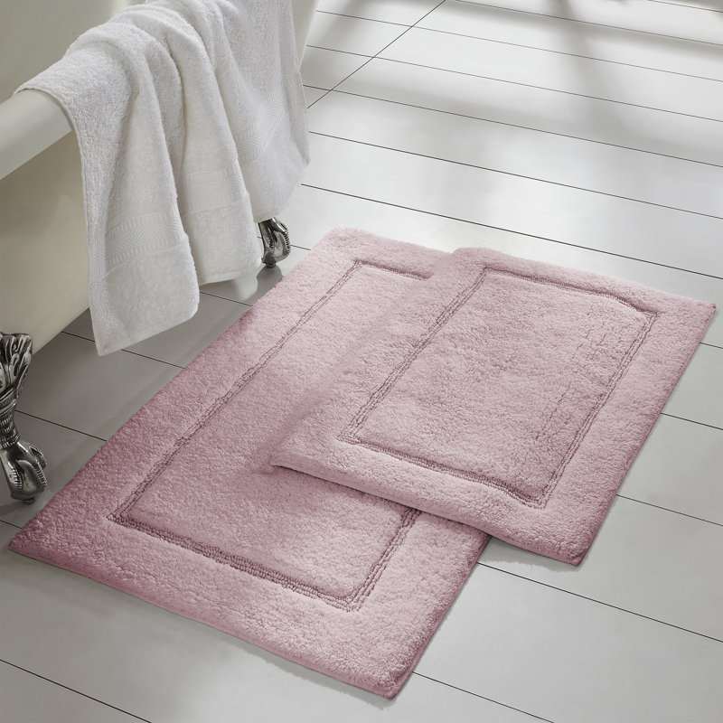 Modern Threads 2-Pack Solid Loop with Non-Slip Backing Bath Mat Sets, Dusty Rose