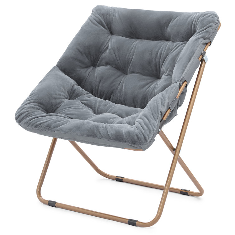 Moon Saucer Chair, Folding Lazy Chair with Metal Frame, Accent Soft Lounge Chair