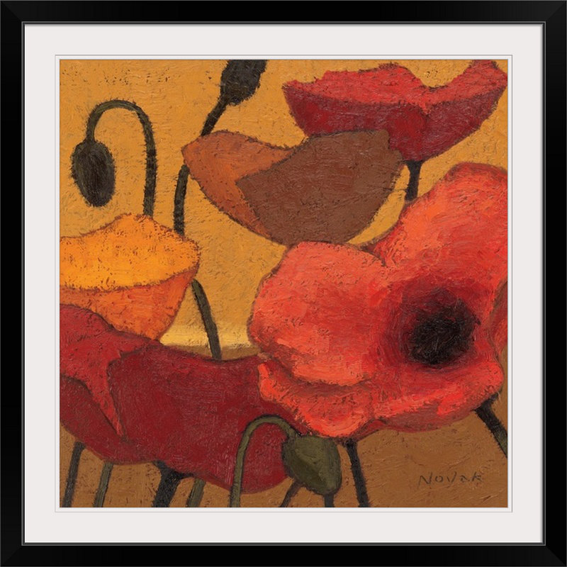 « ii » par shirley novak, reproduction d’art Poppy Curry, H 20" x l 20" x P 1", Cadre noir