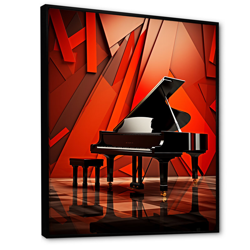 Concerto pour piano à queue rouge, H 40 po x l 30 po x P 1,5 po, Cadre flottant noir