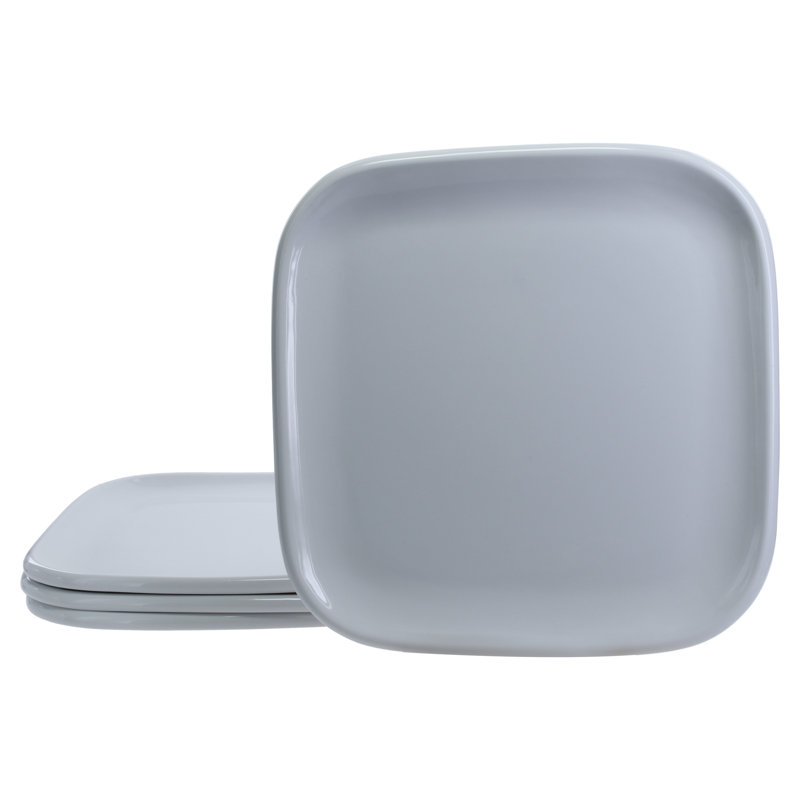 4-Piece, Impulse Square Dinner Plates, 10.23", White