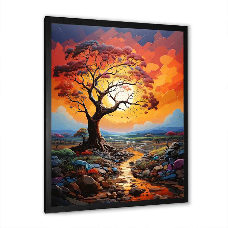 Baobab africain avec des couleurs de l'arc-en-ciel - reproduction d'art sur toile, arbre baobab, H 20 po x l 12 po