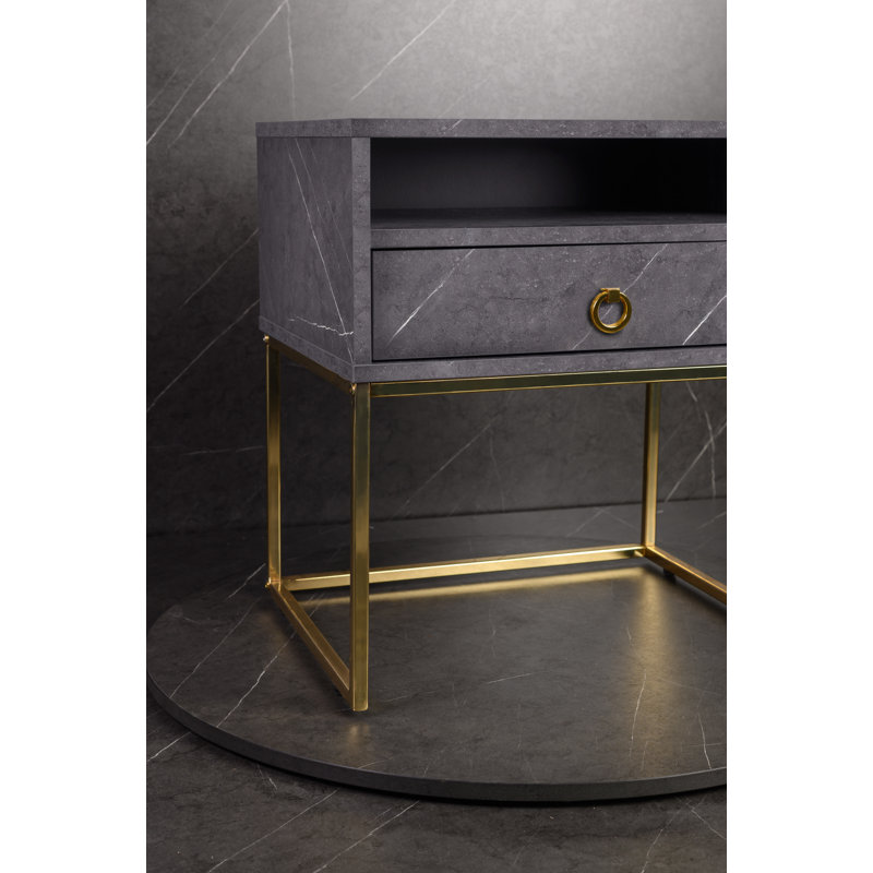 Marigold 50.2cm W Manufactured Wood Bedside Table, Purple