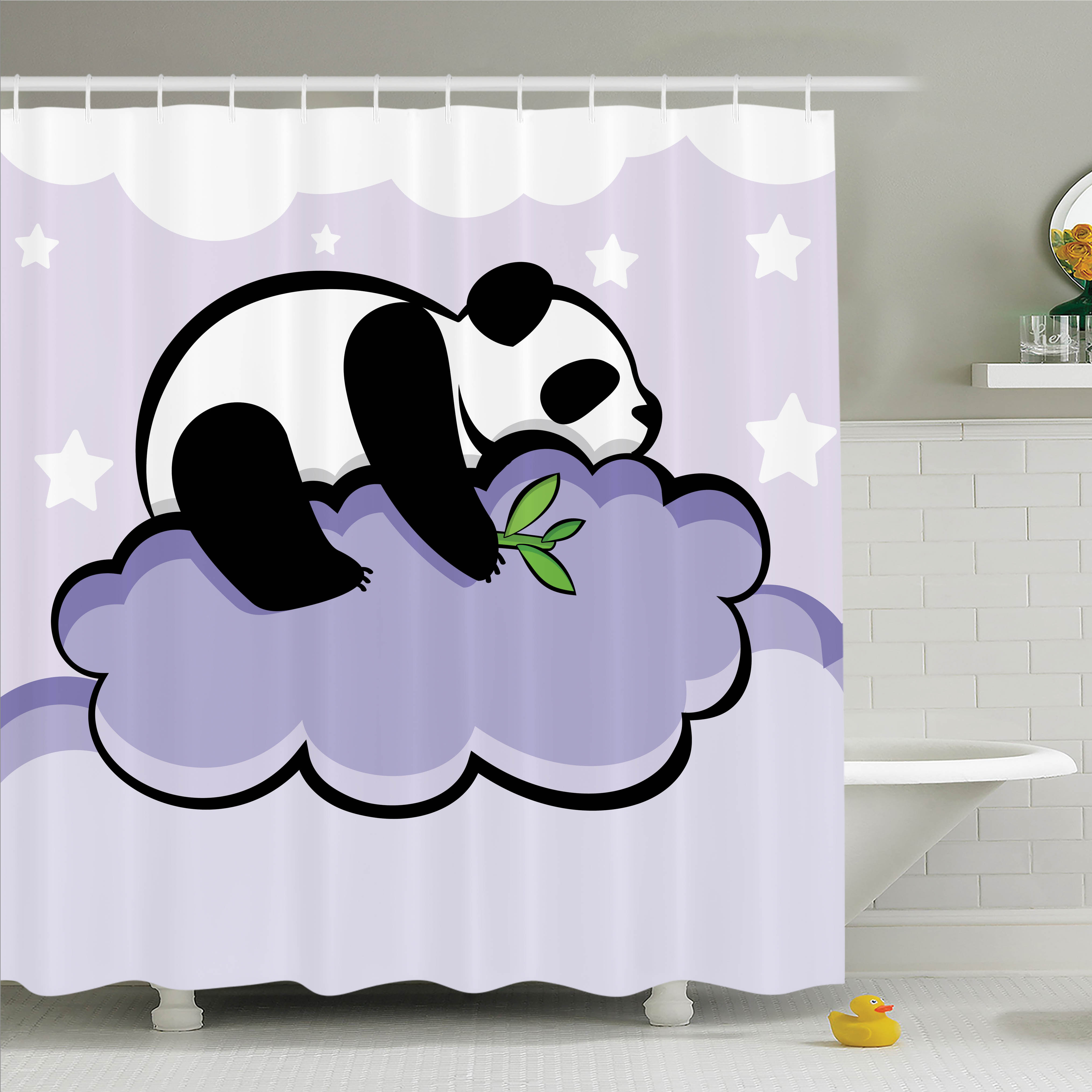 Harriet Bee Haysi Sleeping Panda on Cloud Shower Curtain Set | Wayfair