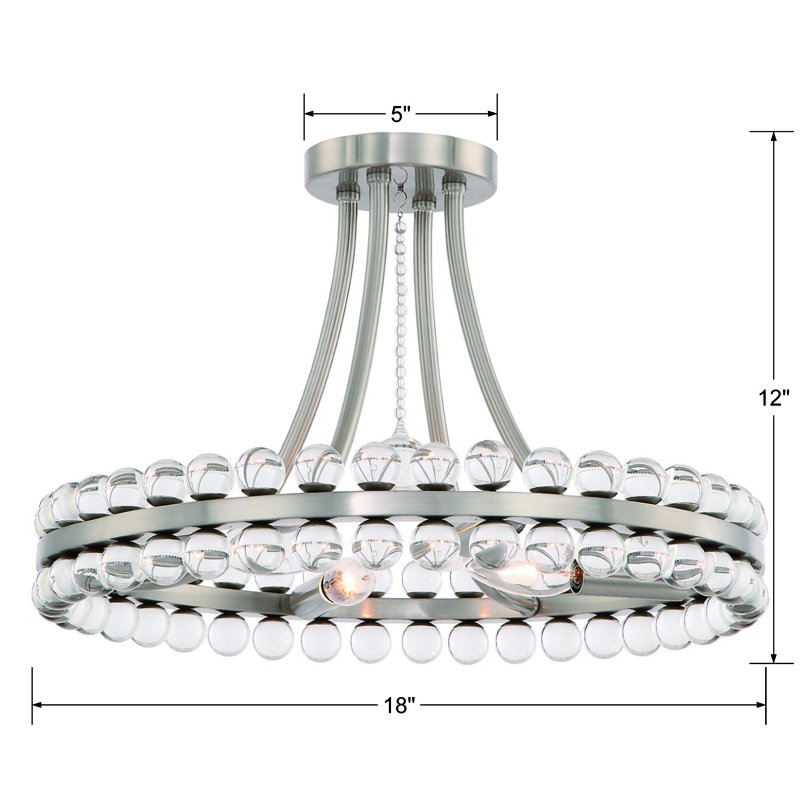 Clover 4 - Light Semi Flush Mount, Brushed Nickel