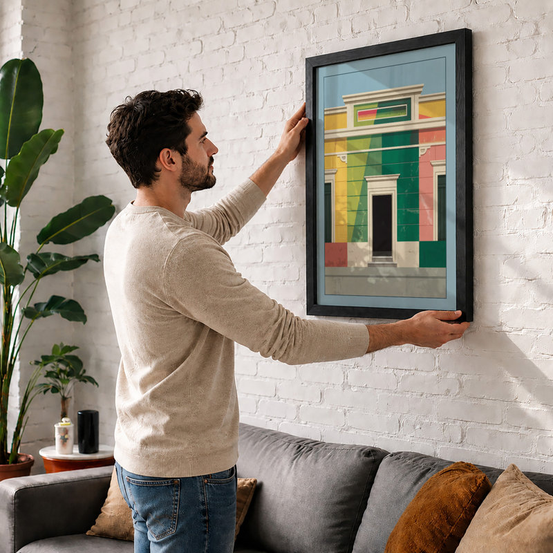 Symmetrical Facade Geometric - Print, Black, A3 - 42.0 x 29.7 cm