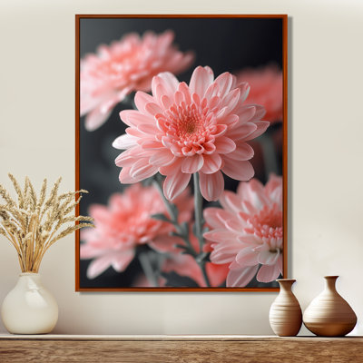 «Glass Rose Grey Mums Garden Glamour», reproduction d'art mural