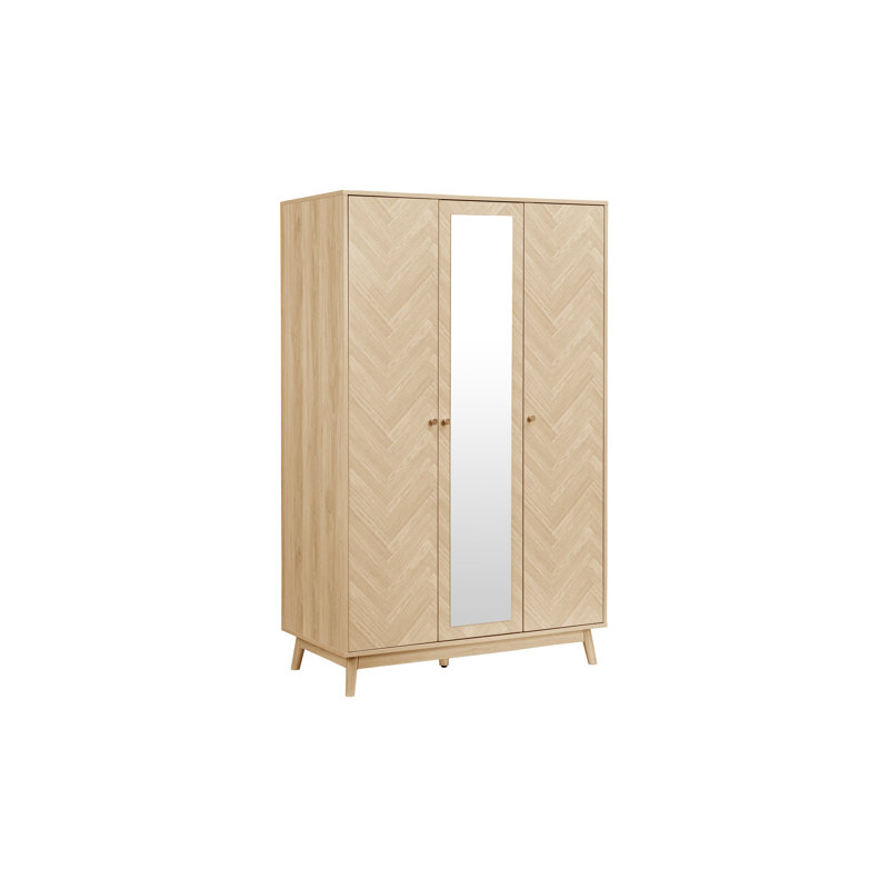 Mardell 3 Door Particle Board Wardrobe, Oak
